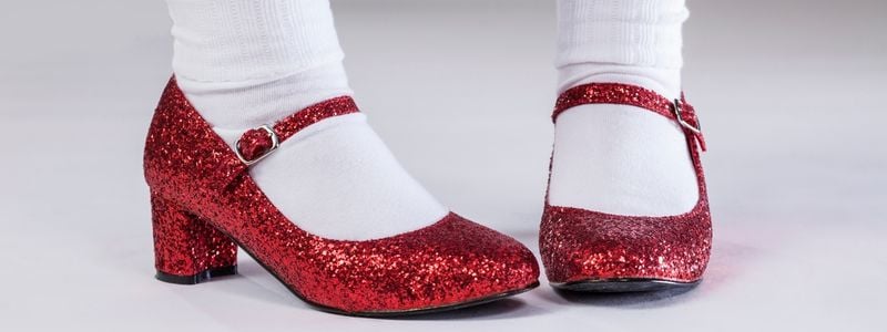 Sparkly red slippers.