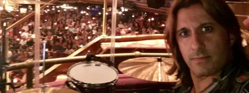 Joey Cassata on drums at The Great Comet.