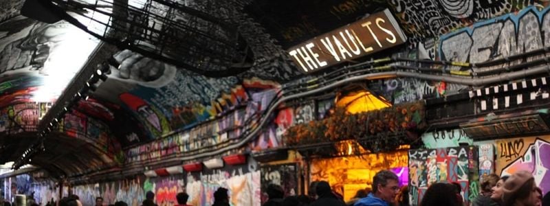 Inside the tunnel of the Vault Festival.