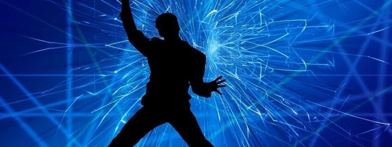 Silhouette of a man dancing.