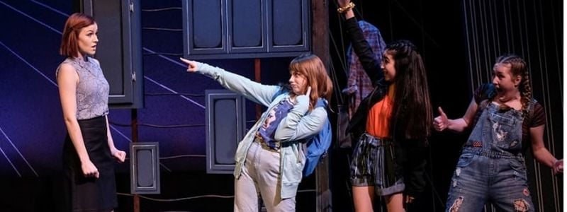 The cast of Freaky Friday on stage.