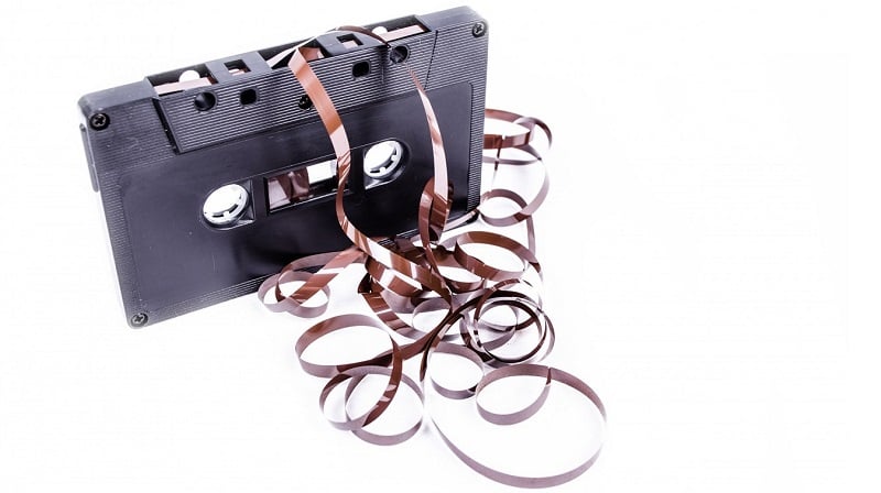 A broken cassette tape.