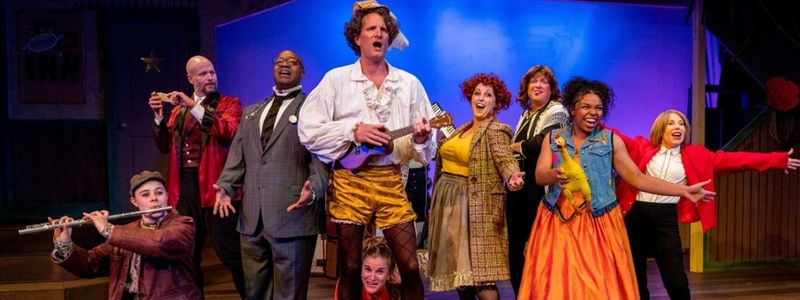 The cast of The Servant of Two Masters at New Village Arts.