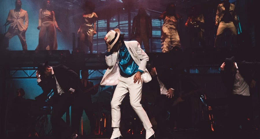 "Michael Jackson" in all white in Forever King of Pop.