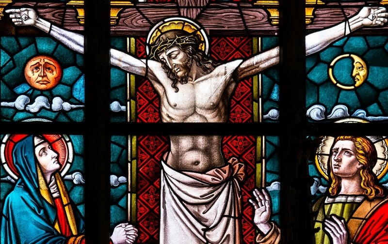 A mosaic depiction of Jesus.