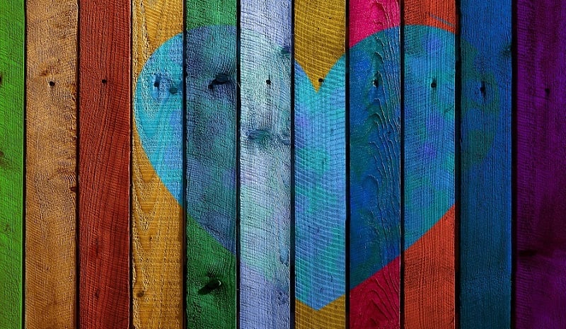 A colorful wooden heart.
