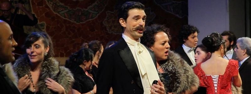 The performers of La Traviata on stage.