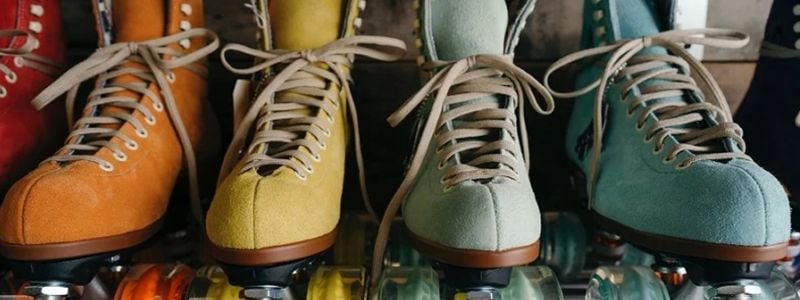 Colorful vintage roller skates.