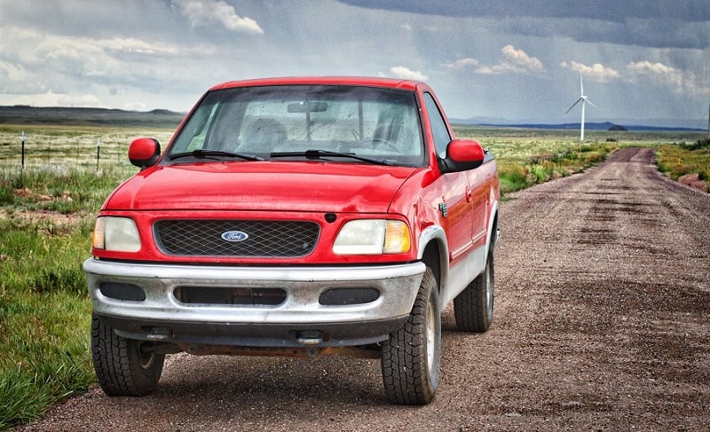 A shiny red truck.