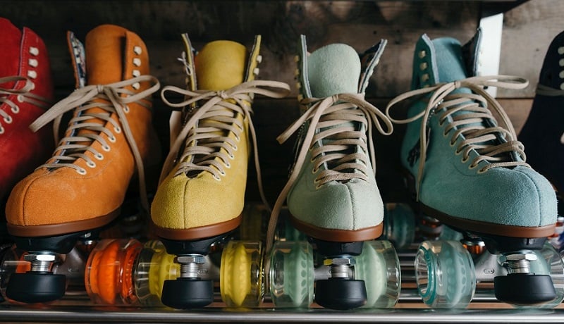 Colorful vintage rollerskates.