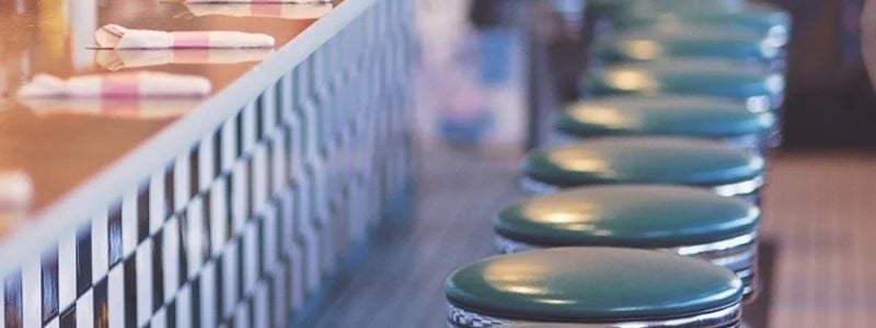 Blue American diner seats.