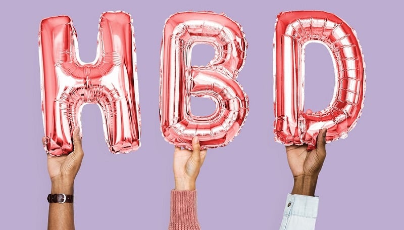 Pink HBD Balloons.