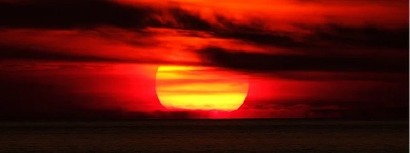 A dark red sunset.