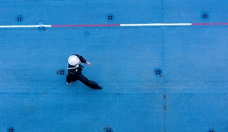 A sailor walking.