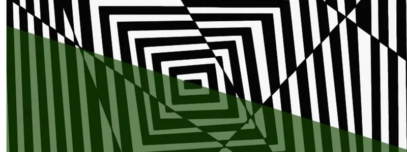 Black, green, and white geometric pattern.