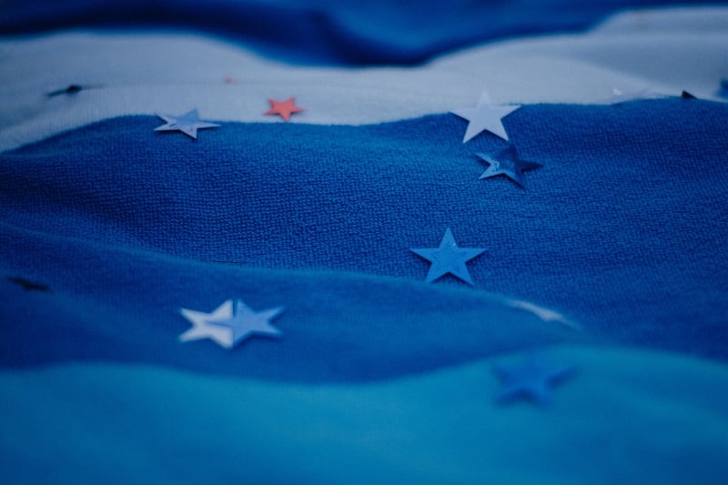 Blue stars and stripes.