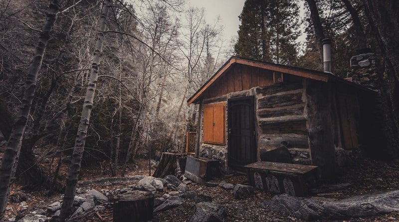An abandoned cabin.