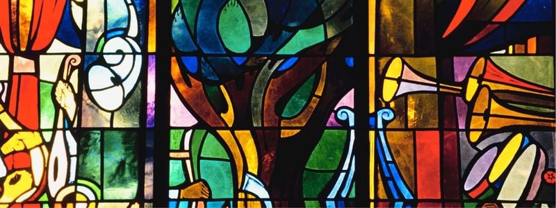 A closeup of stained glass.
