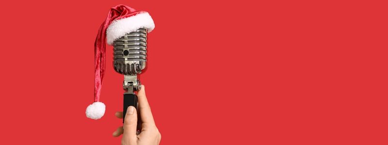 A Santa hat on a microphone.