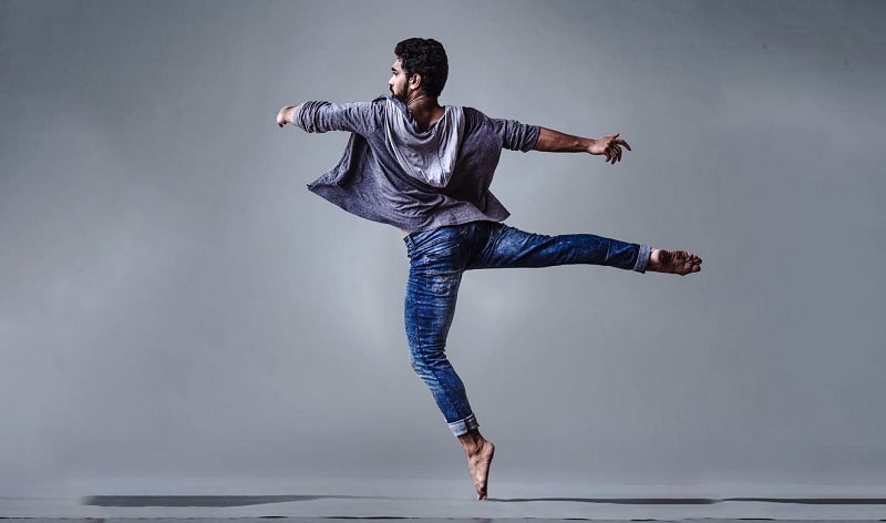 A dancer in street clothes.