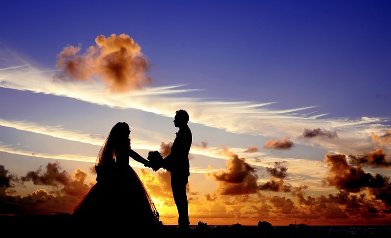 A countryside wedding silhouette.