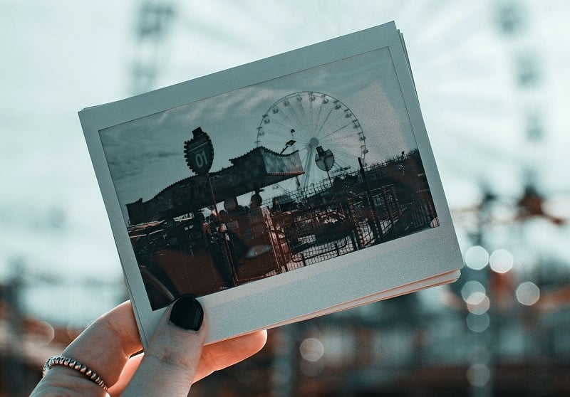 A Polaroid photo of a fair.