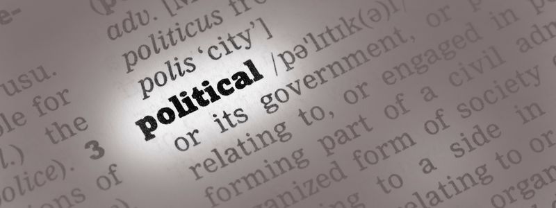 The word "political" in a dictionary.