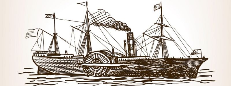 An old-fashioned steam boat.