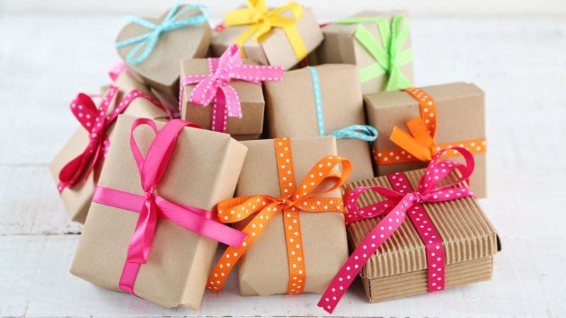 A pile of colorful gifts.