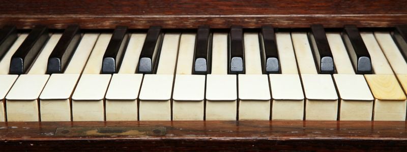 A vintage piano keyboard.