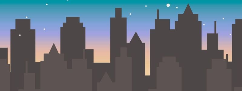 A night time city skyline.