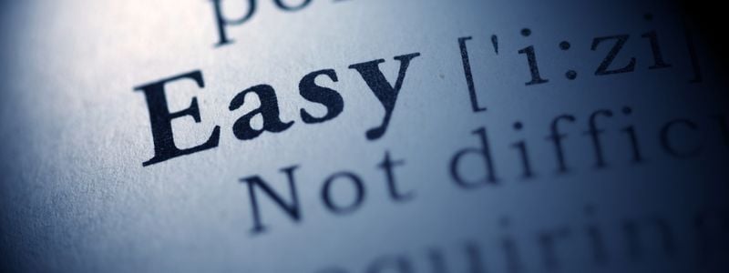 The definition of "easy" on a dictionary page.