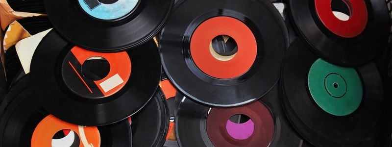 A pile of 1940s records.