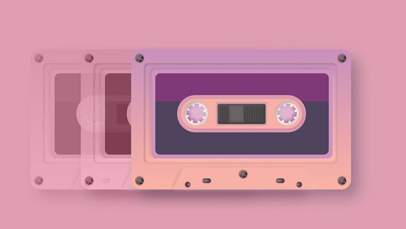Pink 1980s cassette tapes.