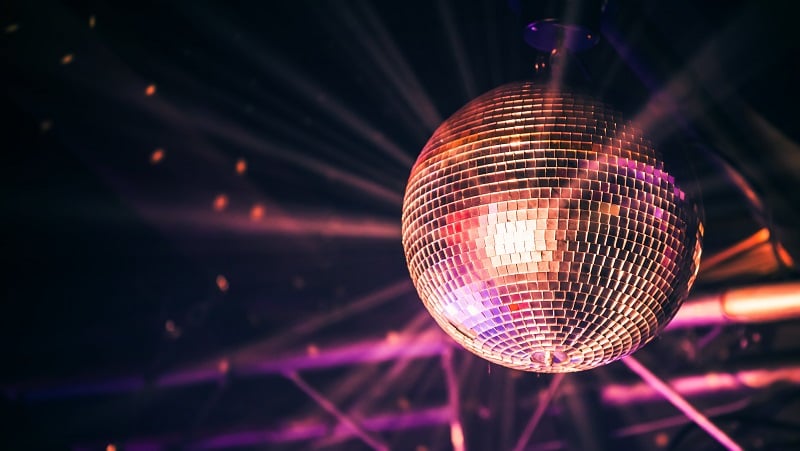 A pink and purple disco ball.
