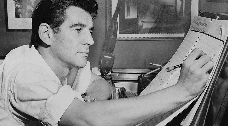 Leonard Bernstein at work.