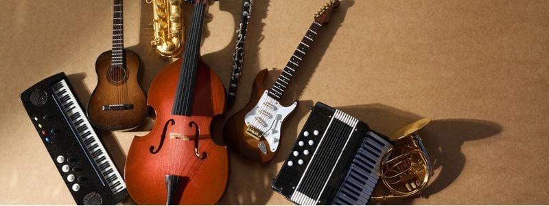 A group of folk musical instruments.