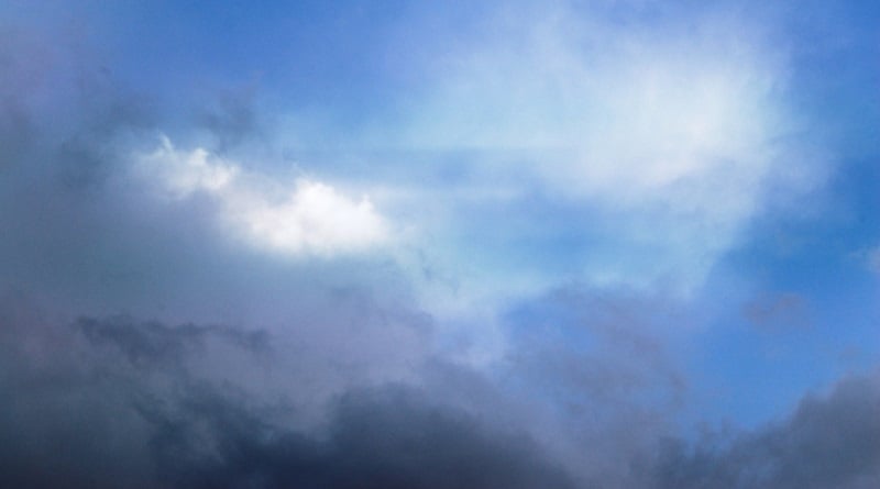 A foggy blue sky.