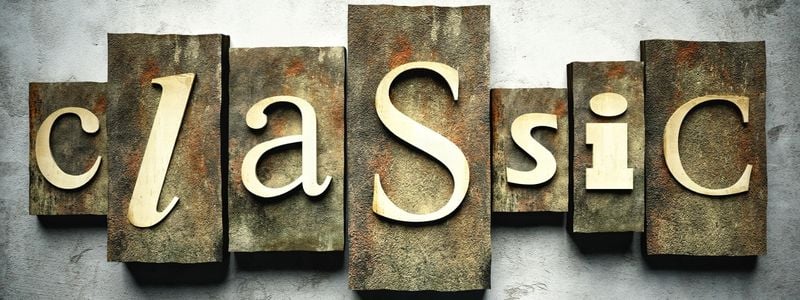 The word "classic" written with rubber stamps.