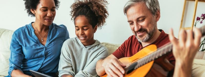 A family playing music together.