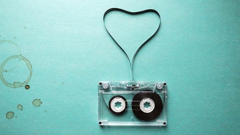 Heart shaped cassette tape.