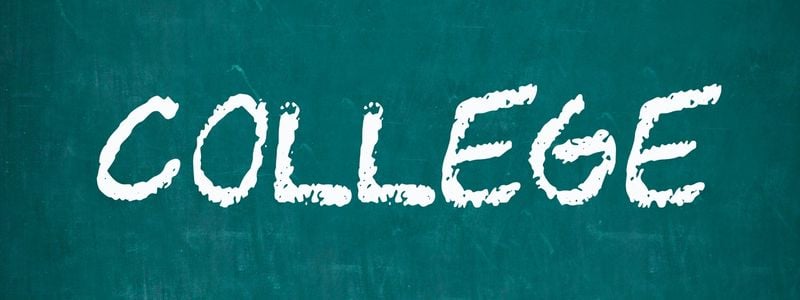 The word "college" written on a chalkboard.