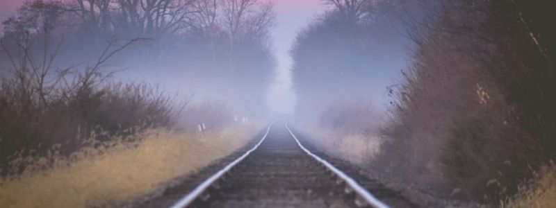 Train tracks fading into the distance.