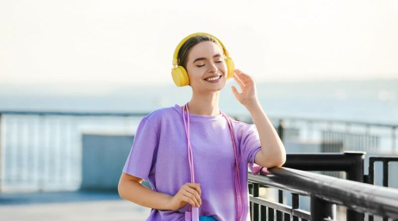 Someone listening to music outside on a fresh morning.