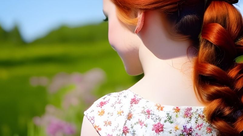 Anne of Green Gables amidst the springtime.