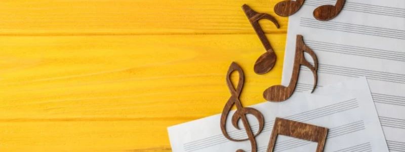 Music notes on a yellow background.