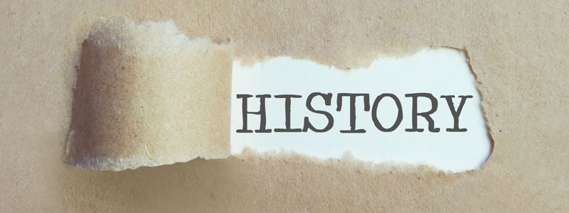 The typed word "History".