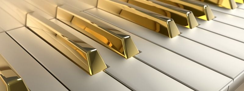 Golden piano keys.