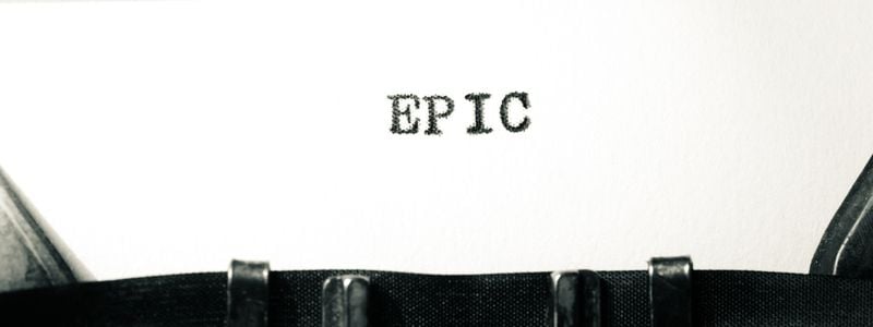 The word "EPIC" typed with a typewriter.