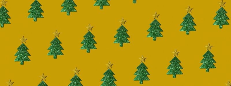 A bunch of green trees on a yellow background.